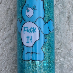 Swear Bear Glitter Tumbler 20 oz. Skinny Tumbler, Personalized Tumbler