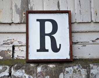 Initial wood sign