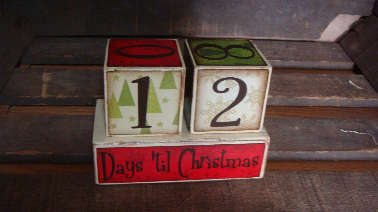 Christmas Countdown Advent Blocks Etsy