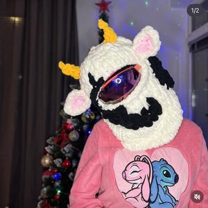 Balaclava Cow, ski helmet, balaclava helmet, Balaclava mask, Ski mask balaclava, Handmade Ski Helmet Cover, Breathable Knit Balaclava