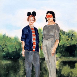 Woman art printfigure of girls sisters wall artwomen friends portrait in landscapewomen figurative wall art Three