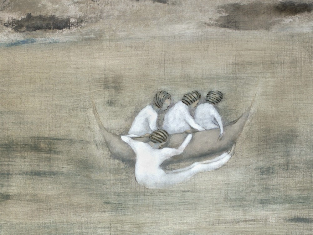 Woman art printfigure of girls sisters wall artwomen friends portrait in landscapewomen figurative wall art Three
