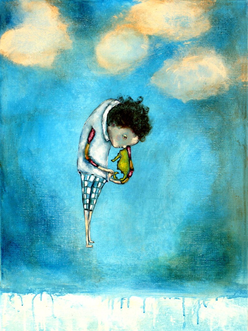 Portrait of Boy Wall Art. Little Boy Illustration Painting Etsy