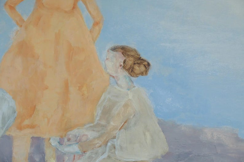 Woman art printfigure of girls sisters wall artwomen friends portrait in landscapewomen figurative wall art Three