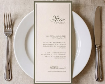 Ramadan Iftar Prayer Card | Dua Table Canva Printable Template | Editable Minimal Islamic Design