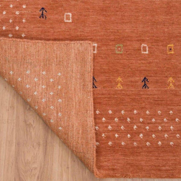 Dywan Gabbeh tkany ręcznie, 12x18, ręcznie robiony dywan w nowoczesnym stylu plemiennym, dywan w kolorze terakoty i pomarańczu, minimalistyczny dywan boho, antyczne dywany 12x15, 10x14, 12x20