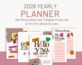 Yearly and Daily Planner,2026 Yearly Planner printable sheets,Digital planner bundle,New year planner, Printable Planner Sheets,productivity