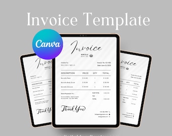 Editable Invoice Template: Modern Small Business Form (Canva, Instant Download, 8.5x11 PDF)