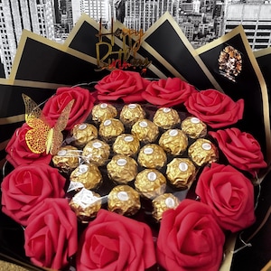 Ferrero Rocher Chocolate Rose Bouquet: Birthday Gift with Lights