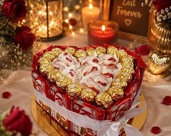 Herzform Jahrestag, Geburtstag, Valentinstag, Muttertag, Freundin Tag, Schokoladenkorb