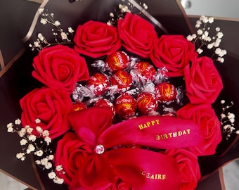 Customized Valentine Lindt Chocolate Flower Bouquet: Valentine's, Birthday Gift