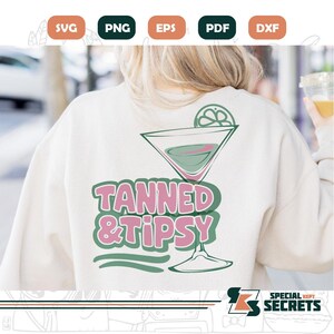 Tanned and Tipsy Svg, Summer Svg, Beach Vibes Svg, Trendy Summer Svg, Retro Summer Svg, Tipsy Svg, Cricut, Sublimation, Png Eps