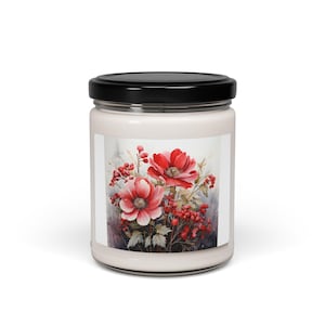 Floral Scented Soy Candle | Aromatherapy Gift, Home Decor, Relaxation, Gift for Her, Floral Candle with Anemones