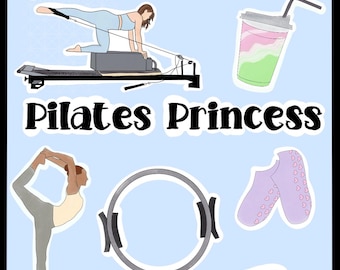 Pilates Princess Sticker Sheet | A5 Glossy Waterproof Stickers