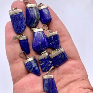10 pieces Royal  Natural Lapis Lazuli Pendant, Lapis Lazuli Gemstone Pendant, Healing Pendant, 925 Sterling Silver Plated Jewelry