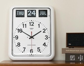Timeless Elegance: TWEMCO BQ-12A White Calendar Wall Clock - Etsy