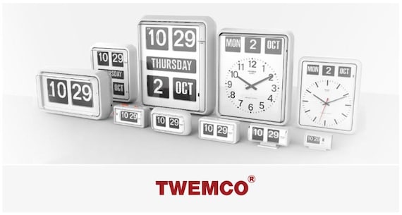 TWEMCO BQ-38 White Wall/desk Clock With Perpetual Calendar, Retro