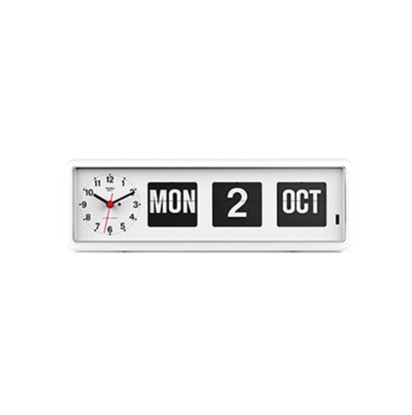 TWEMCO BQ-38 White Wall/desk Clock With Perpetual Calendar, Retro