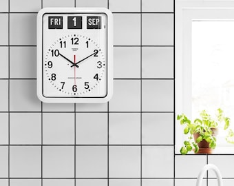 Timeless Elegance: TWEMCO BQ-12A White Calendar Wall Clock - Etsy