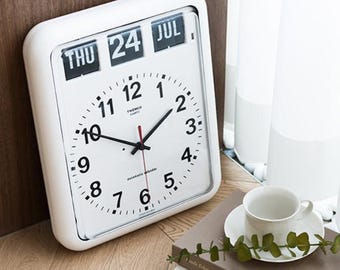 Timeless Elegance: TWEMCO BQ-12A White Calendar Wall Clock - Etsy
