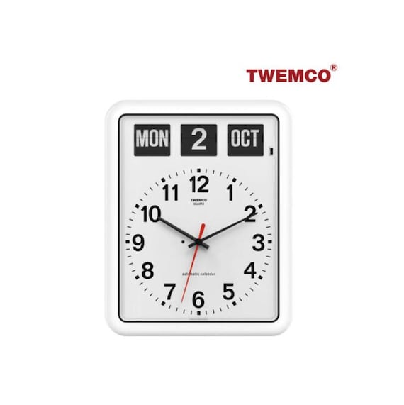 Timeless Elegance: TWEMCO BQ-12A White Calendar Wall Clock - Etsy