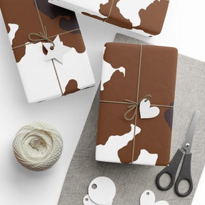 Cow Print Wrapping Paper, Rustic Gift Wrap, Farmhouse Style, Holiday and Birthday Wrapping, Unique Cowhide Design, Eco-Friendly Decor