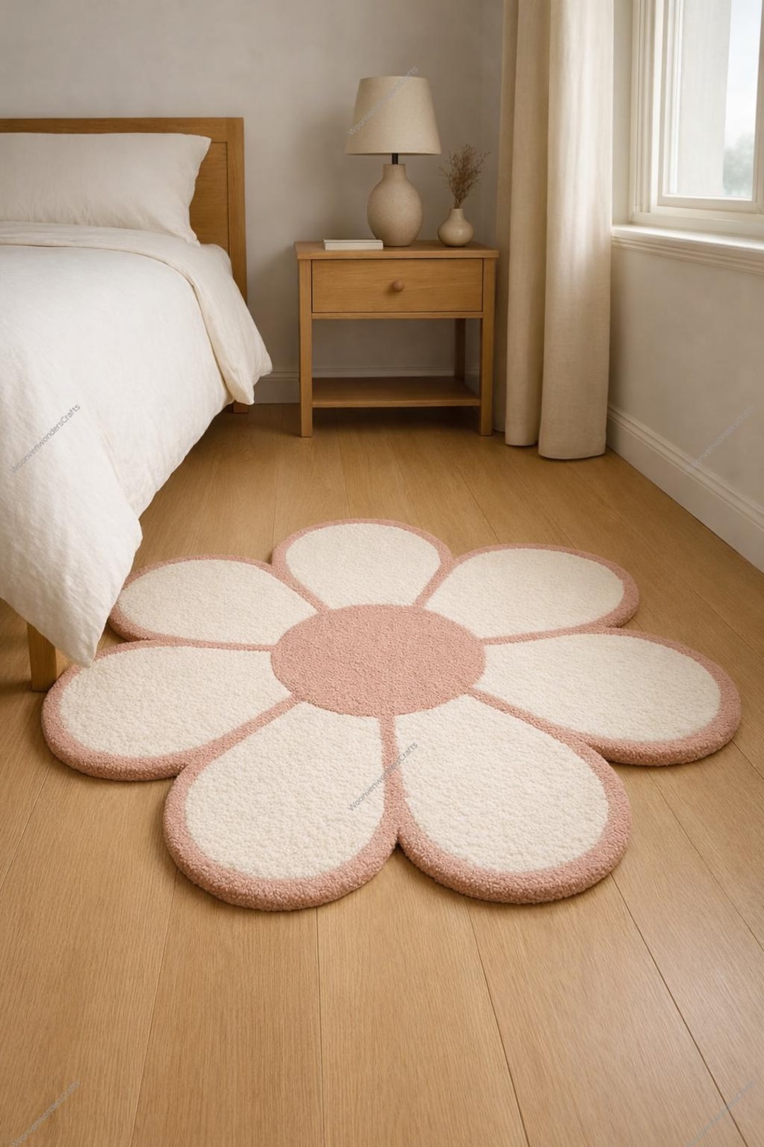 Handmade Tufted Wool Daisy Rug | Floral Nursery Carpet - Etsy