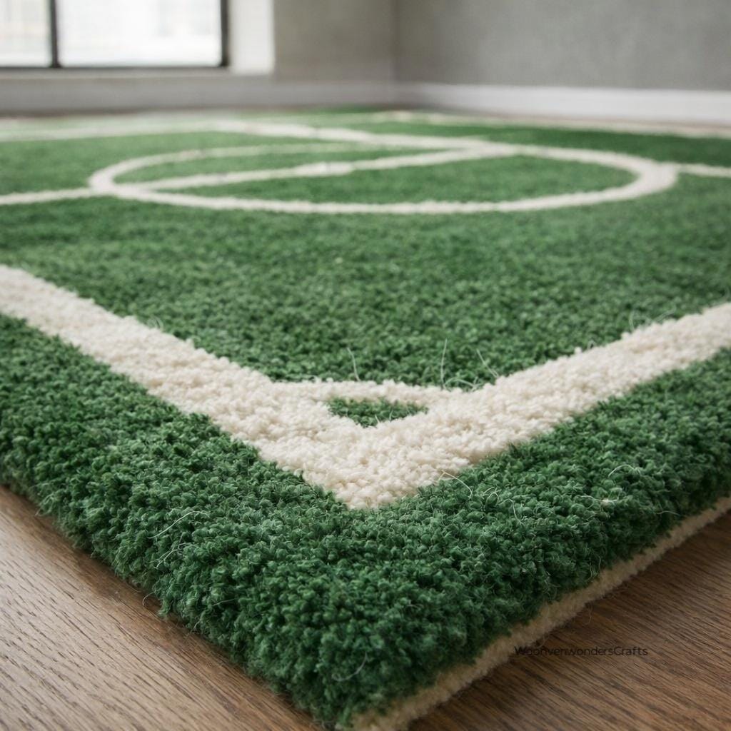 Hand-tufted Soccer Field Rug, Realistic Football Pitch Carpet, Sports ...