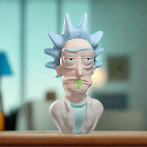 Scultura di Rick Sanchez / Busto stampato in 3D e dipinto a mano / Fan art di Rick e Morty / Figurina da collezione / Regalo della cultura pop