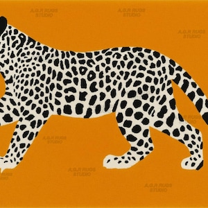 Walking Leopard Hand Tufted Rugs, Handmade Rugs, Area Rug, Cut Pile Rug, Kids Rug, Soft Rug, Vintage Rug, Custom Rugs, Home Decor Rugs.
