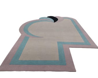 Shaped Hand-Tufted Wool Rug: Pink Multi-Color Kids Area Rug