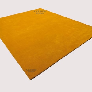 Hand Tufted Wool Area Rug: Solid Orange, Cut Pile Design