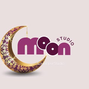 Moon Studio Logo Design|Elegant Crescent Moon Branding|Digital Logo for Small Business or Boutique