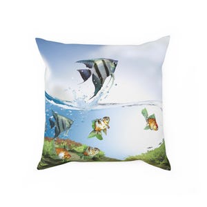 Aquatic Adventure Cushion - Ocean-Themed Decorative Pillow, Fish Design, Nautical Home Decor, Ocean Lover Gift, Sea Animal Accent