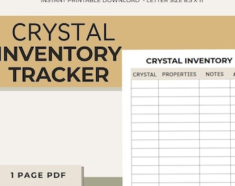 Crystal Inventur Tracker Printable | 1 Seite PDF | Spirituelles Log | Witchy Crystal Sammelblatt | Sofortdownload | Zauberbuch