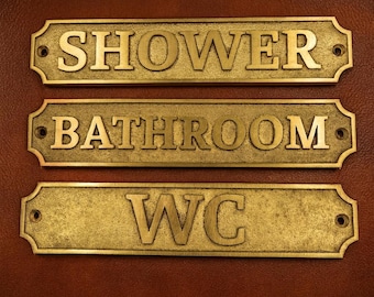 Vintage Solid Brass Door Sign Embossed Antique Style Plaque Home Decor