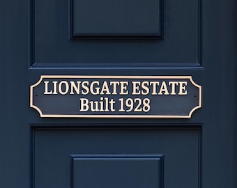 Personalized Brass House Plaque Sign Garden Decor Custom Estate Name Plate