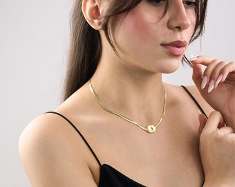 Stokbrood stenen visgraatketting - stokbrood slangenketting - ontwerp stokbrood speciale ketting - elegante visgraatketting