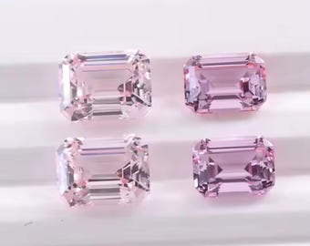Loose Lab Grown Pink Morganite Emerald Cut Gemstone For Jewelry Making