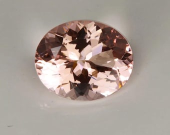 Loose Peach Morganite Oval Cut Gemstone Lab Grown Morganite Faceted