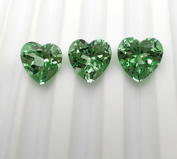 Green Sapphire Heart cut Lab Grown Sapphire AAA For Jewelry Making Excellent cut for women jewelry making September Birthstone