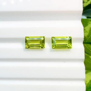 Green Peridot Baguette cut Lab Grown Loose Green Peridot Gemstone For Jewelry Making Excellent cut August Birthstone