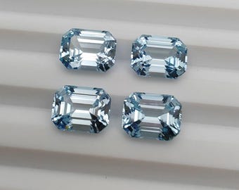 Aquamarine Emerald cut Lab Grown Loose Aquamarine Gemstone For Jewelry Making March Birthstone Excellent cut