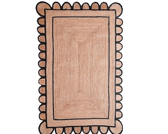 Geflochtener Juteteppich, Naturteppich Boho-Teppich, Juteteppich Handgefertigter Juteteppich Juteteppich, Großflächenteppich, umweltfreundlicher Teppich Küchenläufer