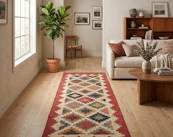 Alfombra de yute de lana tejida a mano, alfombra de yute boho, alfombra kilim nórdica del suroeste, kilim turco, alfombra kilim, alfombra de yute indio boho, alfombra marroquí