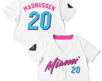 Kevin Magnussen 20 Miami Vice Home Crop Top, Haas F1 Girls Racing Gear, Pastel Paddock Style