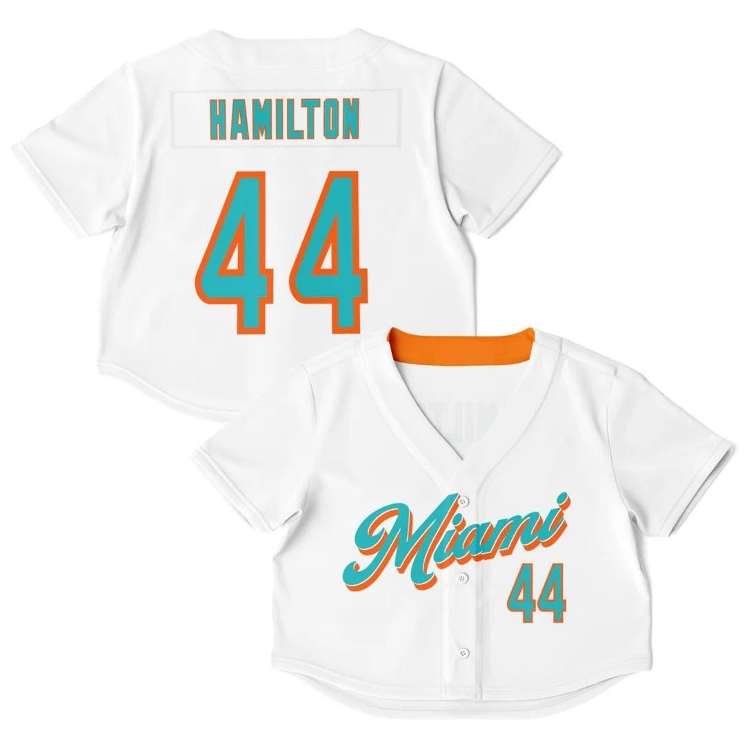 Discover Lewis Hamilton 44 Miami 305 Home Crop Top Baseball Jersey