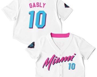 Pierre Gasly 10 Miami Vice Home Crop Top, Alpine F1 Girls Racing Shirt, Pastel Paddock Gear