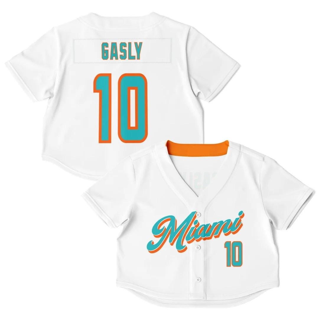 Discover Pierre Gasly 10 Miami 305 Home Crop Top Baseball Jersey