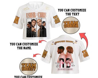 Tenue concert R&B avec prénom personnalisé, haut court jersey Usher Chris Brown